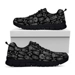 Black And White Totem Pattern Print Black Sneakers