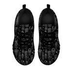 Black And White Totem Pattern Print Black Sneakers