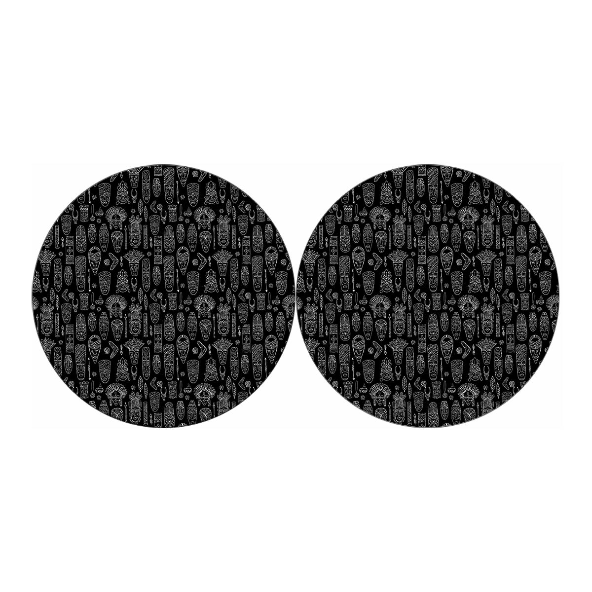 Black And White Totem Pattern Print Car Coasters