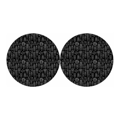 Black And White Totem Pattern Print Car Coasters