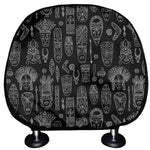 Black And White Totem Pattern Print Car Headrest Covers