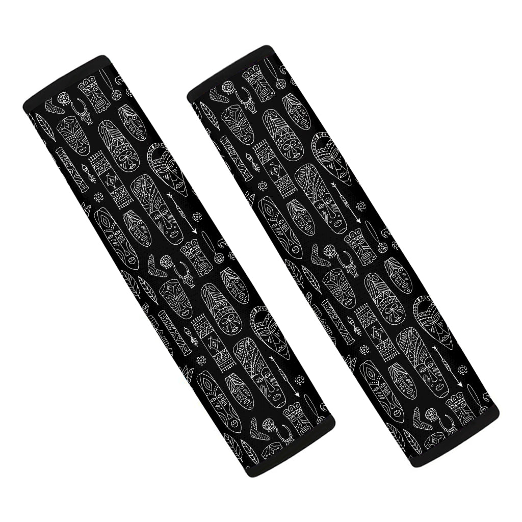 Black And White Totem Pattern Print Car Seat Belt Covers