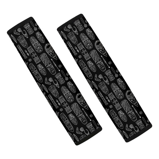 Black And White Totem Pattern Print Car Seat Belt Covers