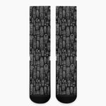 Black And White Totem Pattern Print Crew Socks