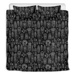 Black And White Totem Pattern Print Duvet Cover Bedding Set