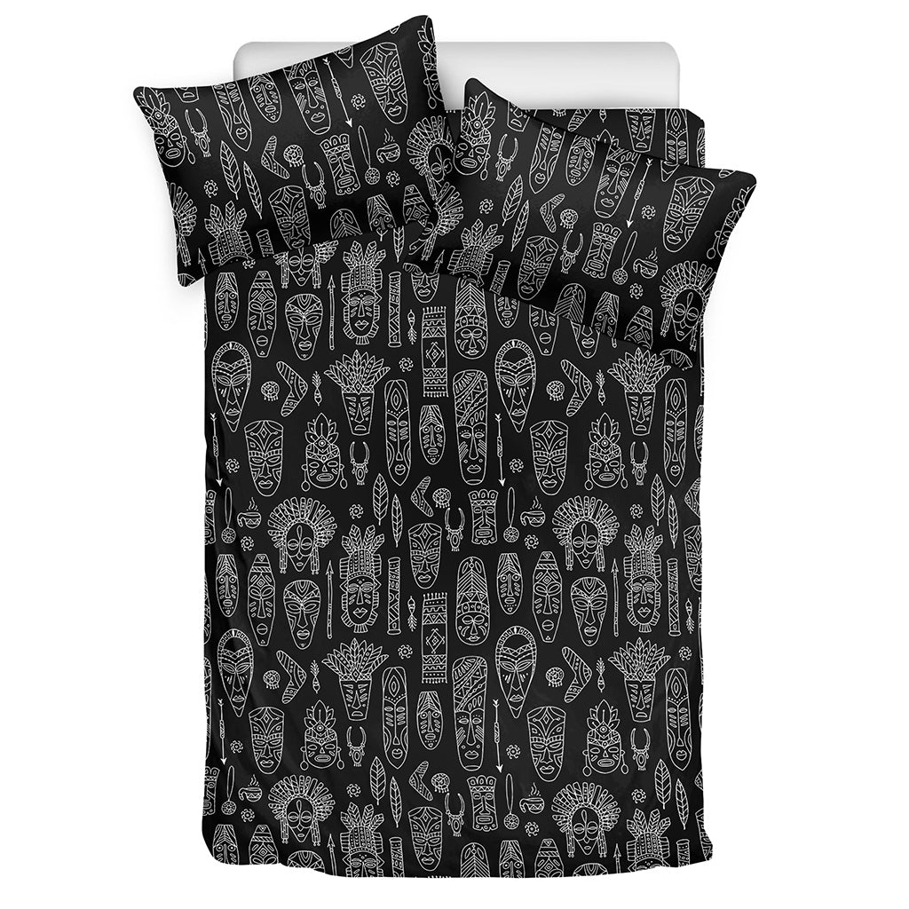 Black And White Totem Pattern Print Duvet Cover Bedding Set