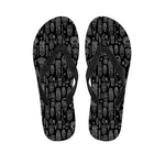 Black And White Totem Pattern Print Flip Flops