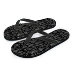 Black And White Totem Pattern Print Flip Flops