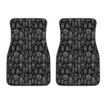 Black And White Totem Pattern Print Front Car Floor Mats