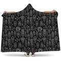Black And White Totem Pattern Print Hooded Blanket