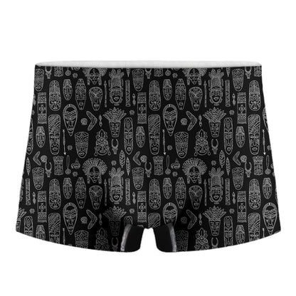 Black And White Totem Pattern Print Men's Boxer Briefs