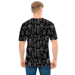 Black And White Totem Pattern Print Men's T-Shirt