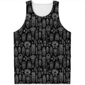 Black And White Totem Pattern Print Men's Tank Top