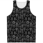 Black And White Totem Pattern Print Men's Tank Top
