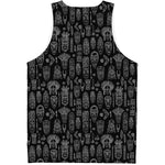 Black And White Totem Pattern Print Men's Tank Top