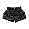 Black And White Totem Pattern Print Muay Thai Boxing Shorts