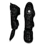 Black And White Totem Pattern Print Muay Thai Shin Guard