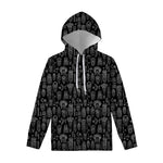 Black And White Totem Pattern Print Pullover Hoodie
