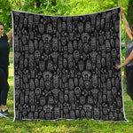 Black And White Totem Pattern Print Quilt