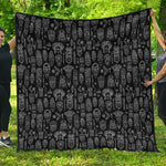 Black And White Totem Pattern Print Quilt