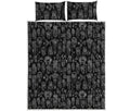 Black And White Totem Pattern Print Quilt Bed Set
