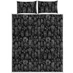 Black And White Totem Pattern Print Quilt Bed Set