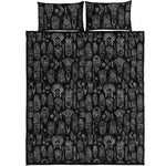 Black And White Totem Pattern Print Quilt Bed Set
