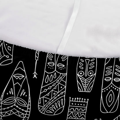 Black And White Totem Pattern Print Sofa Cover