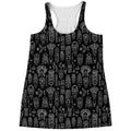 Black And White Totem Pattern Print Women's Racerback Tank Top