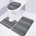 Black And White Tribal Geometric Print 3 Piece Bath Mat Set