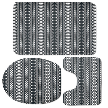 Black And White Tribal Geometric Print 3 Piece Bath Mat Set