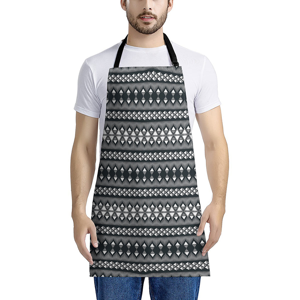 Black And White Tribal Geometric Print Apron