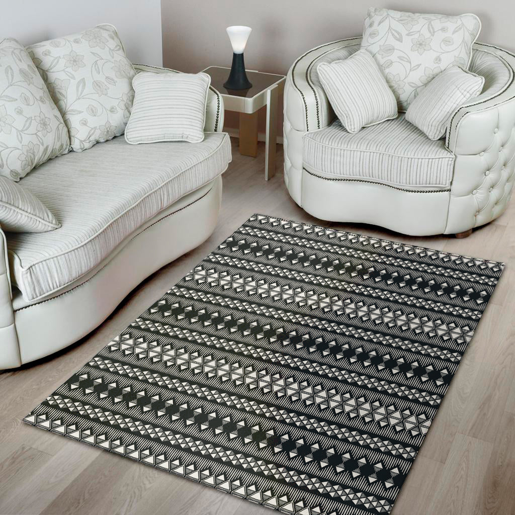 Black And White Tribal Geometric Print Area Rug