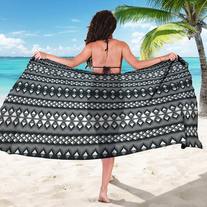 Black And White Tribal Geometric Print Beach Sarong Wrap