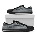 Black And White Tribal Geometric Print Black Low Top Sneakers