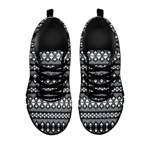 Black And White Tribal Geometric Print Black Sneakers