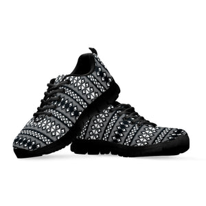 Black And White Tribal Geometric Print Black Sneakers