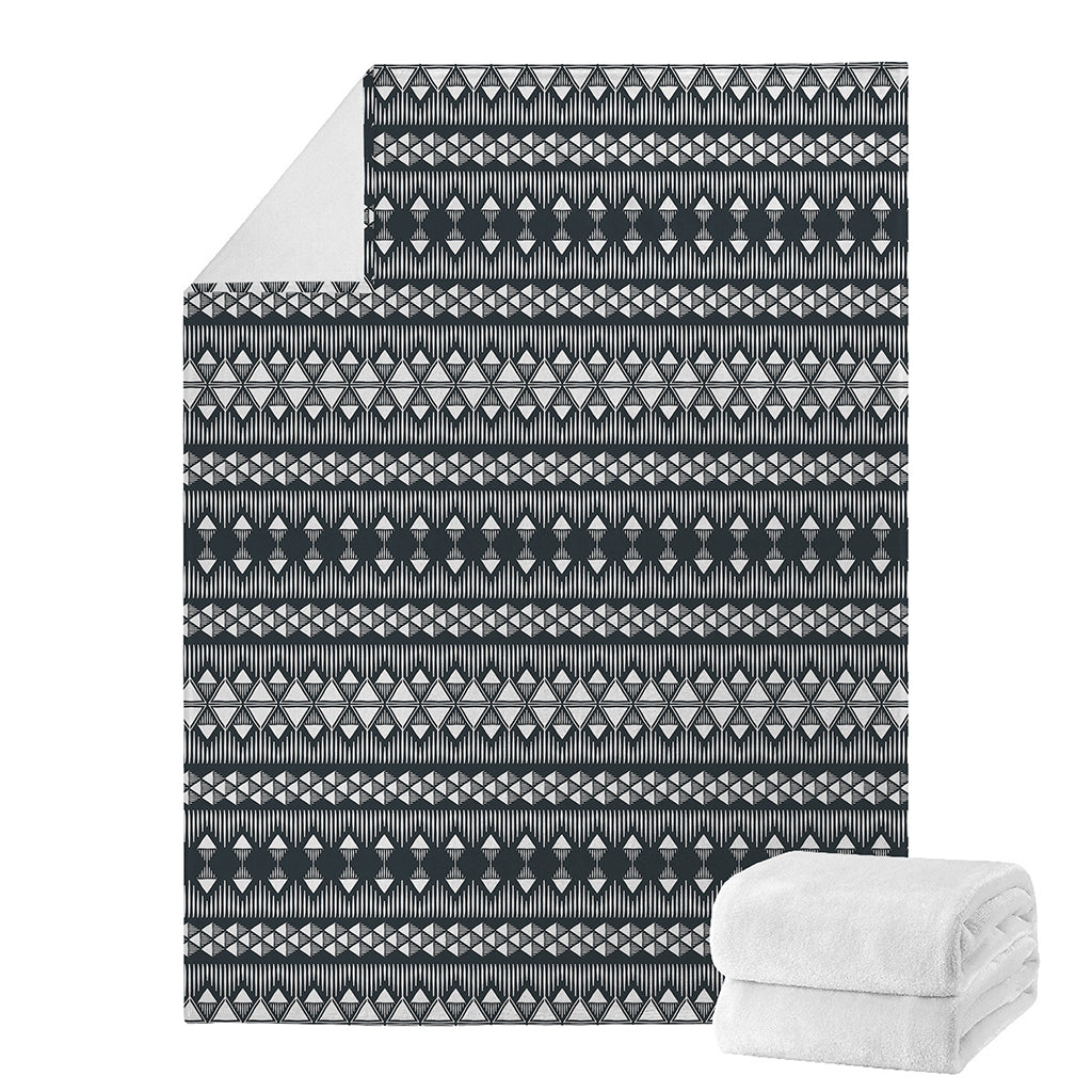 Black And White Tribal Geometric Print Blanket