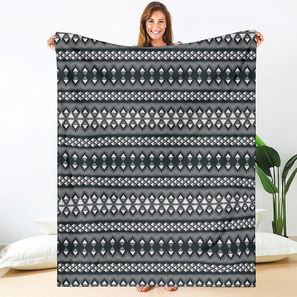 Black And White Tribal Geometric Print Blanket