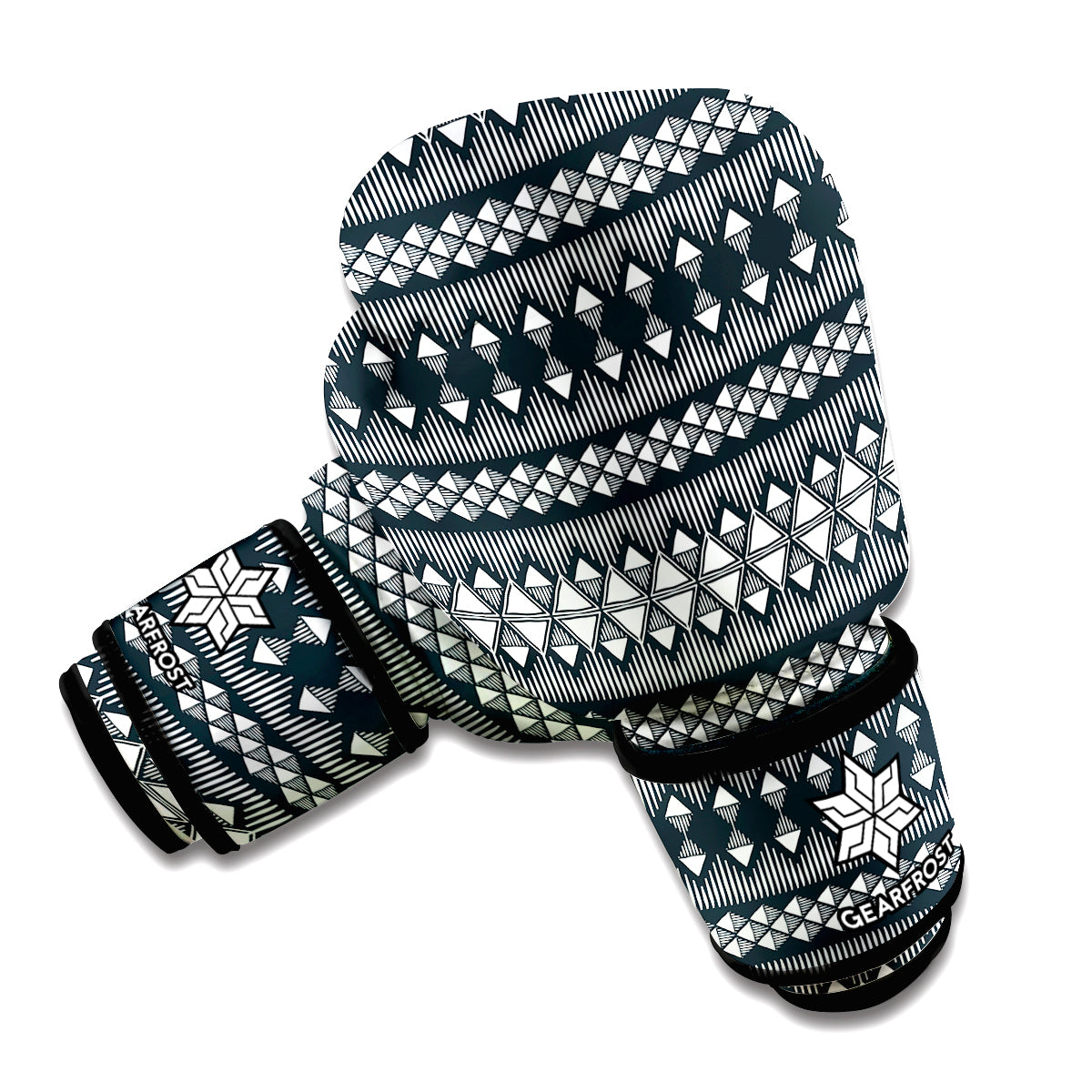 Black And White Tribal Geometric Print Boxing Gloves