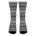Black And White Tribal Geometric Print Crew Socks