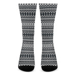 Black And White Tribal Geometric Print Crew Socks