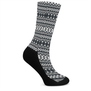 Black And White Tribal Geometric Print Crew Socks