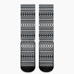 Black And White Tribal Geometric Print Crew Socks