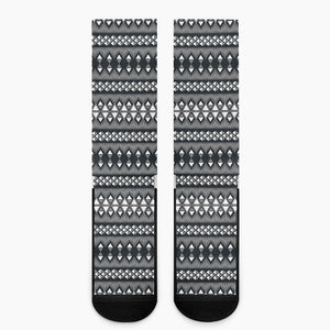 Black And White Tribal Geometric Print Crew Socks