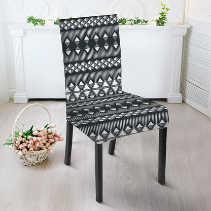 Black And White Tribal Geometric Print Dining Chair Slipcover