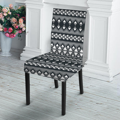 Black And White Tribal Geometric Print Dining Chair Slipcover