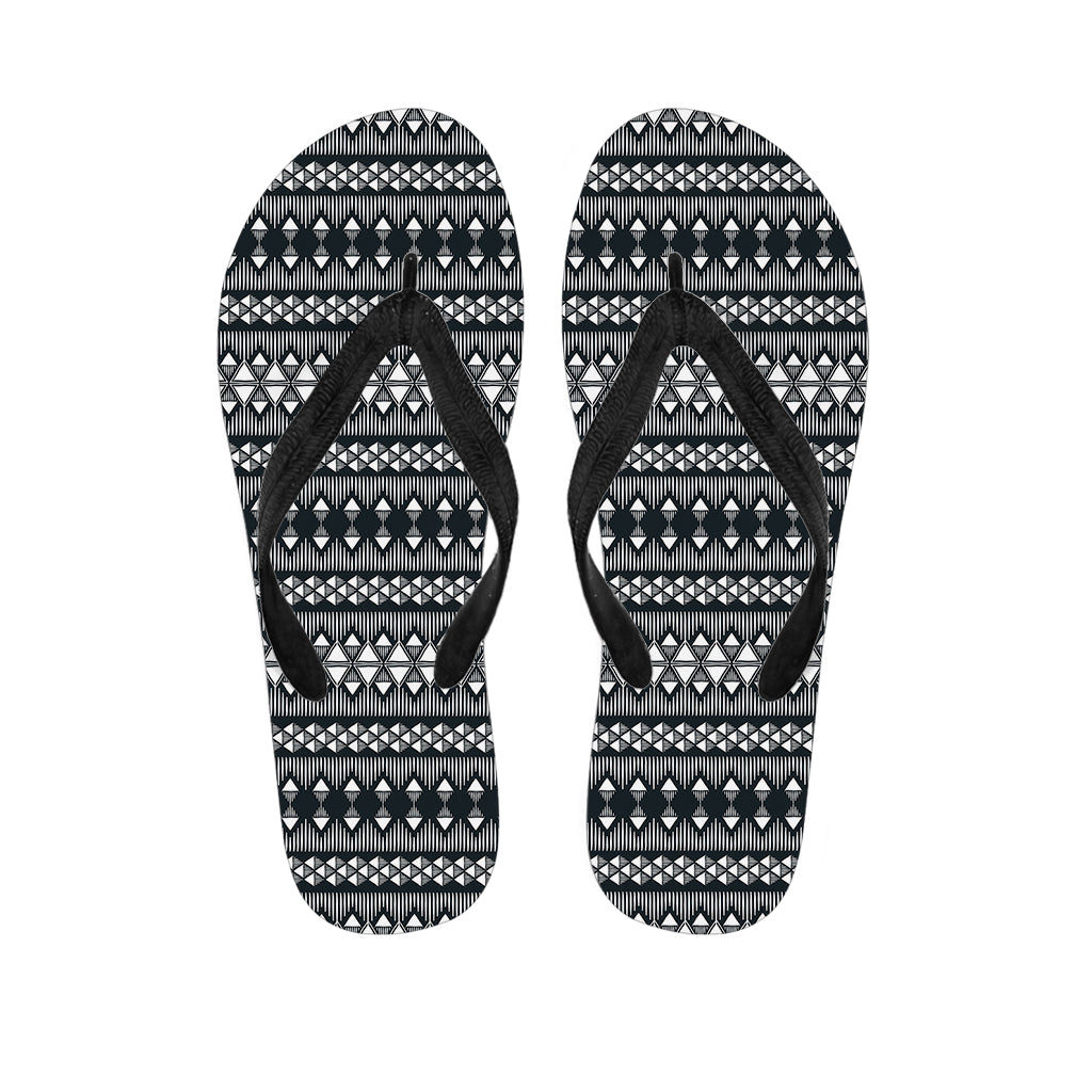 Black And White Tribal Geometric Print Flip Flops