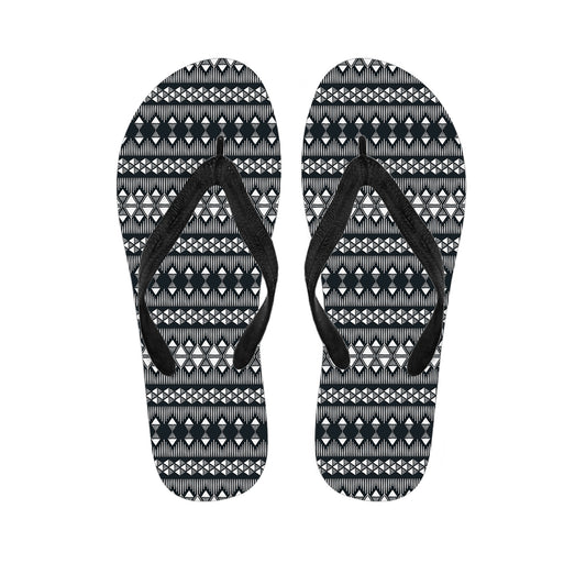 Black And White Tribal Geometric Print Flip Flops