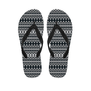 Black And White Tribal Geometric Print Flip Flops